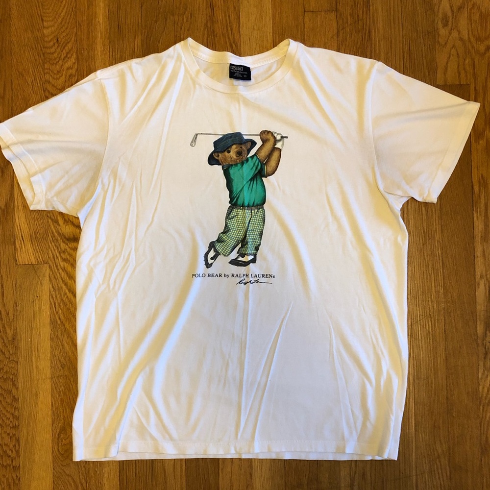 Polo Ralph Lauren Polo Bear T Shirt Golf Mens Large L White